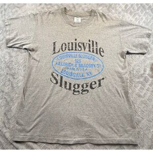 Vintage Louisville Slugger Baseball Bat Gray T-Shirt Large Single Stitch USA